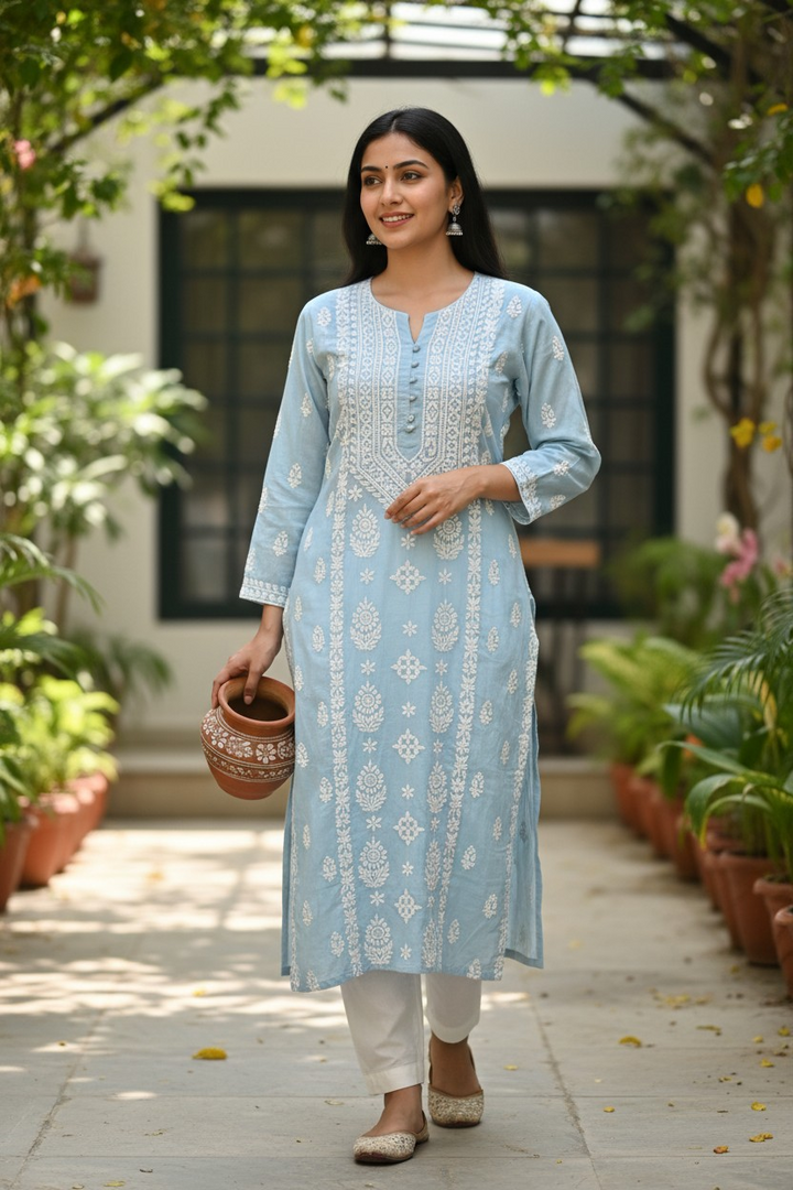 Pure Muslin Chikankari Kurti