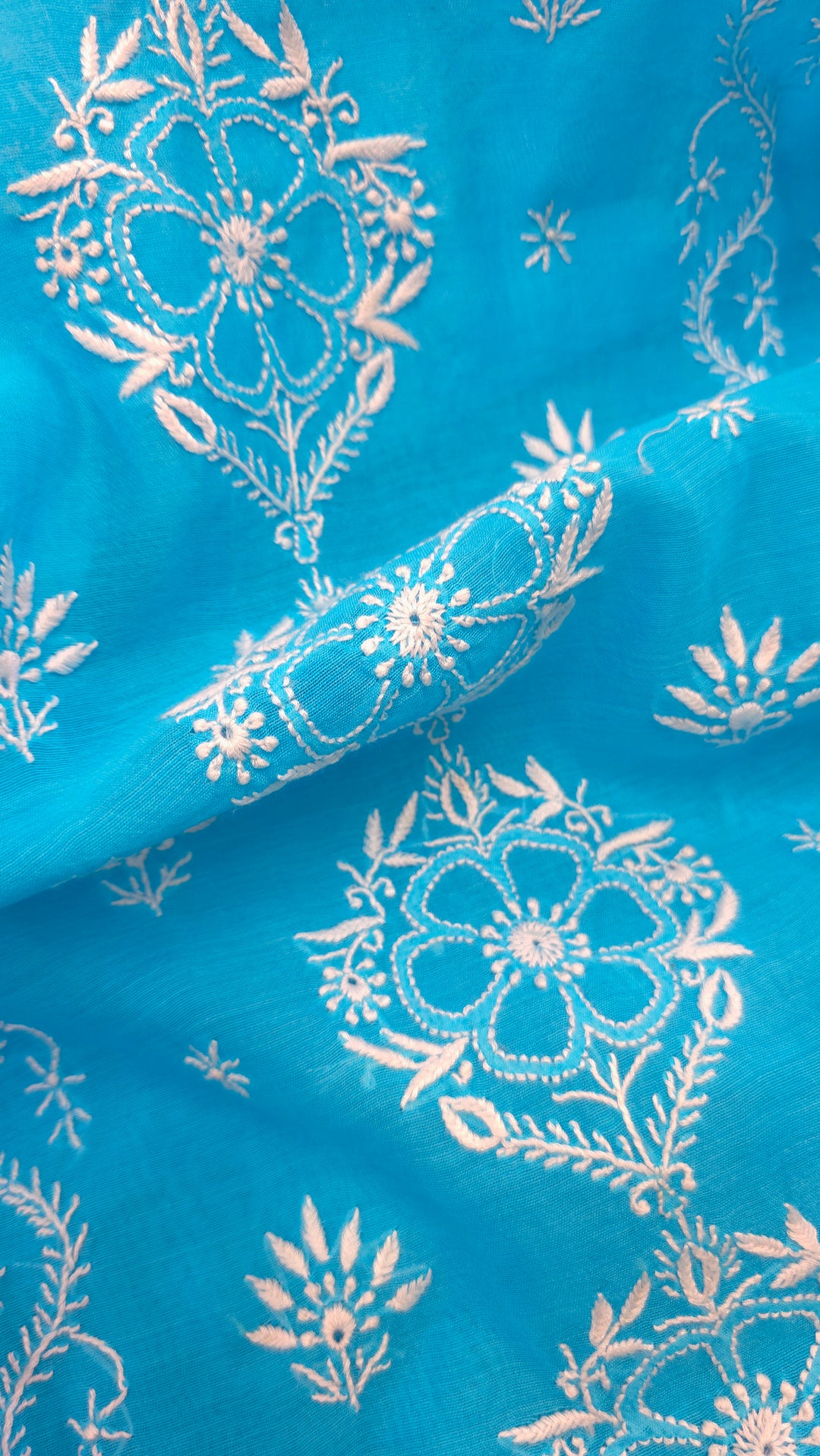 Lucknowi 2 Taar Chikankari Chanderi Kurta Dupatta Set – Handmade Festive Wear