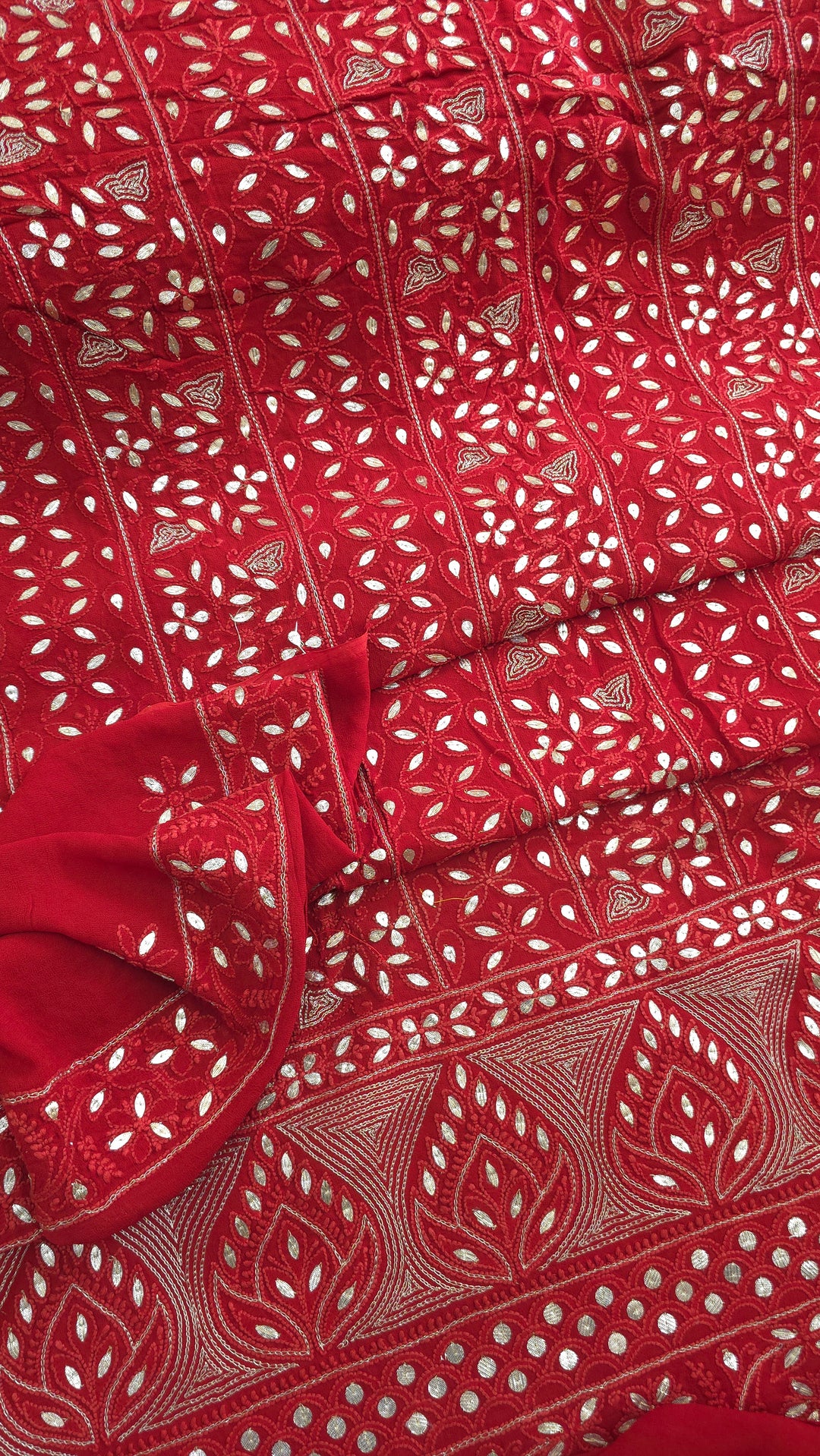 Pure Georgette Viscose Chikankari Dress Material with Gotta Patti & Resham Badla Hand Embroidery