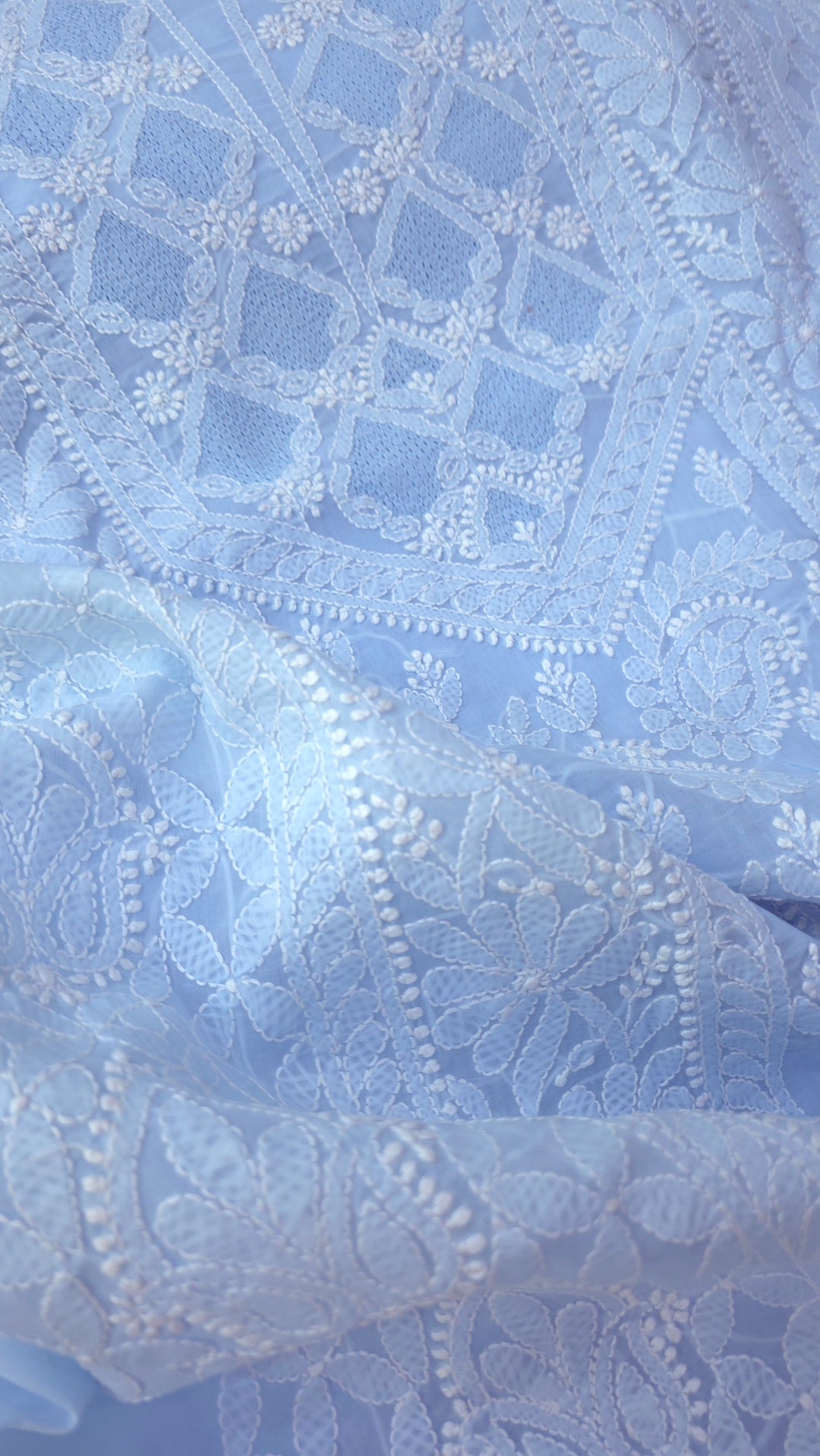Sarahna Lucknow Hand Jaali Chikankari Cotton Dress Material