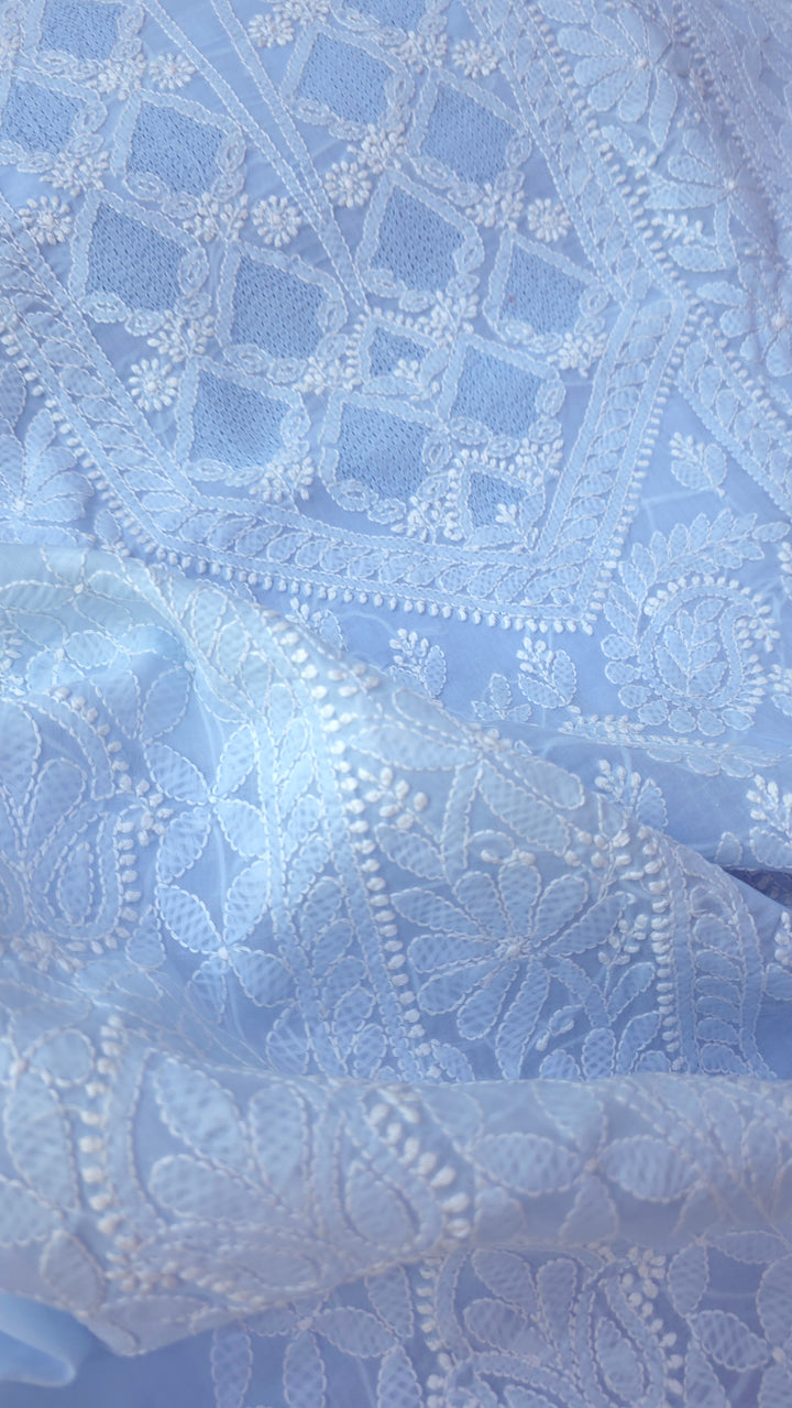 Sarahna Lucknow Hand Jaali Chikankari Cotton Dress Material