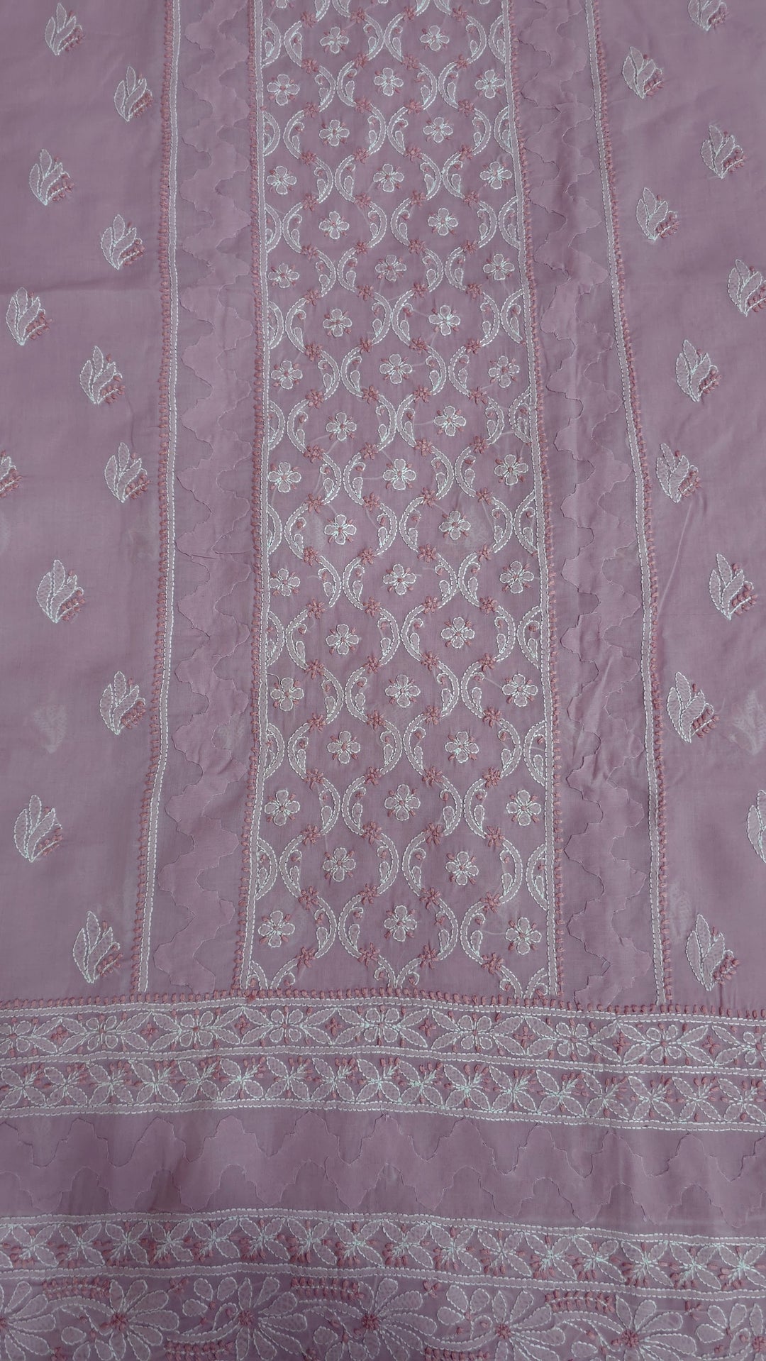 Darz Lucknowi Chikankari  Dress Material – Handmade Cotton Suit with Chiffon Dupatta