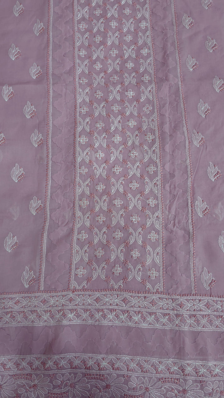 Darz Lucknowi Chikankari  Dress Material – Handmade Cotton Suit with Chiffon Dupatta