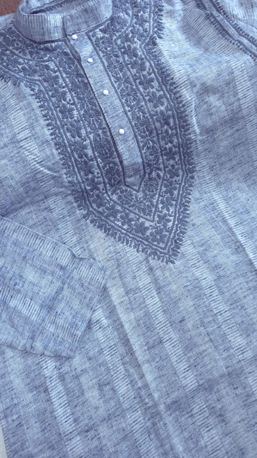 Rayan Cotton linen hand embroidered Men's chikankari kurta