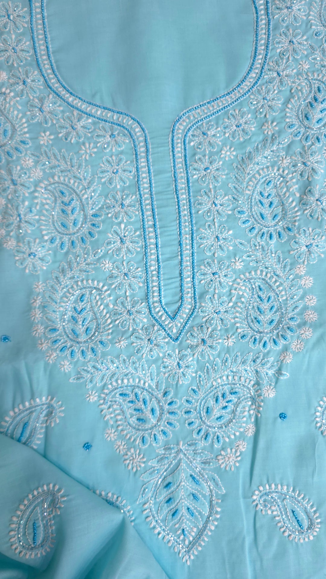 Pearl Chikankari Cotton Dress Material | Paridhan Chikan