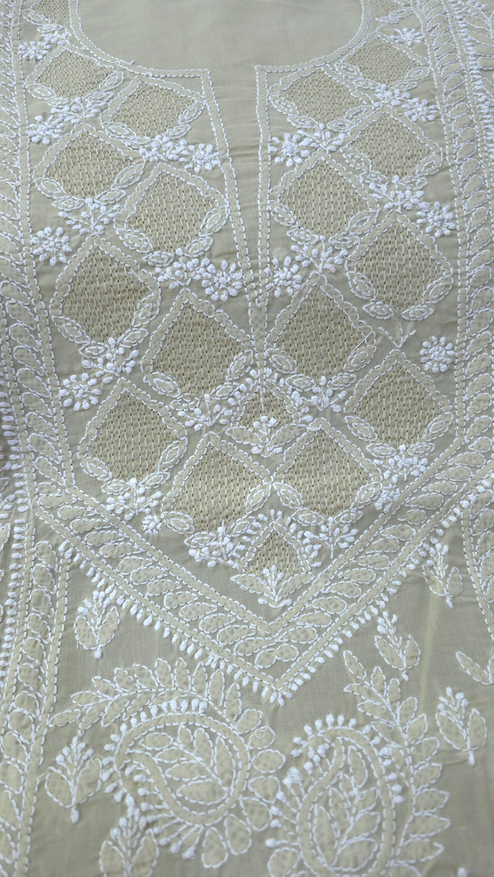 Sarahna Lucknow Hand Jaali Chikankari Cotton Dress Material