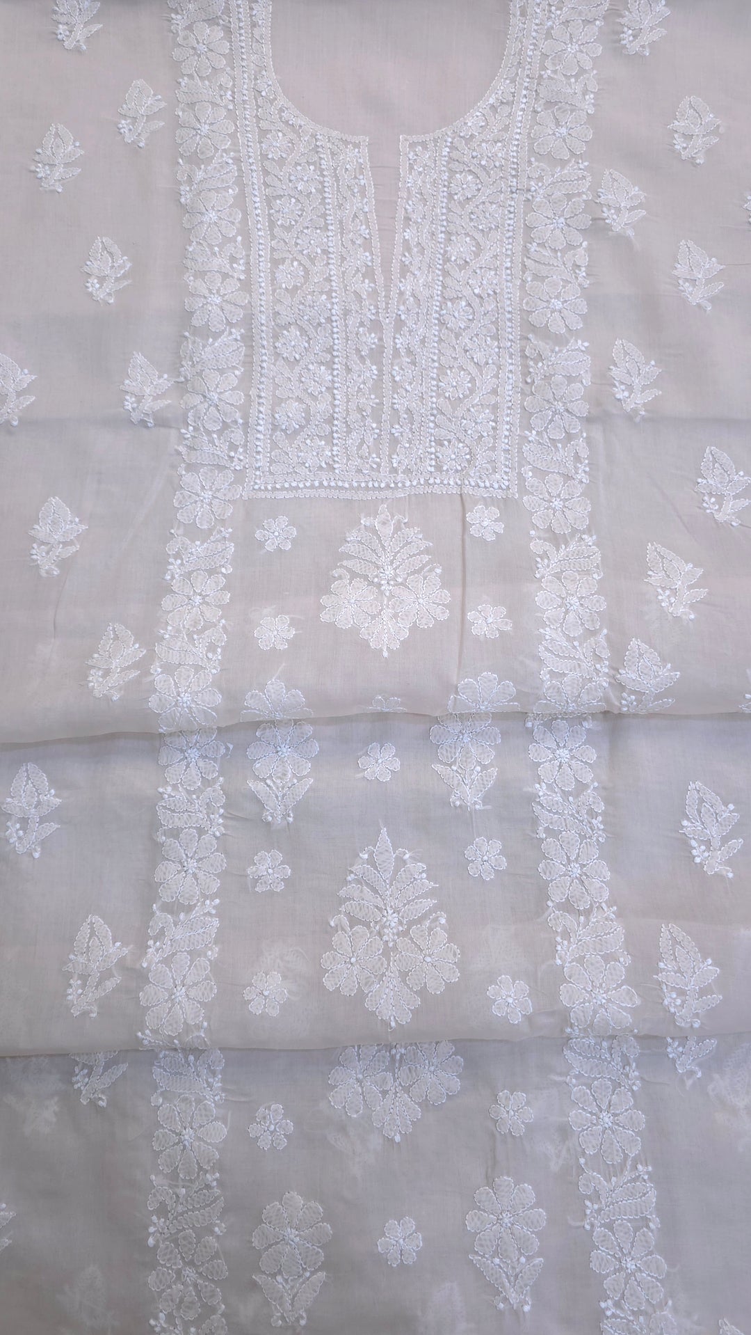 Paridhan Chikan Premium Handcrafted Chikankari Cotton Suit Set | Unstitched Dress Material with Chiffon Dupatta | Made in Lucknow