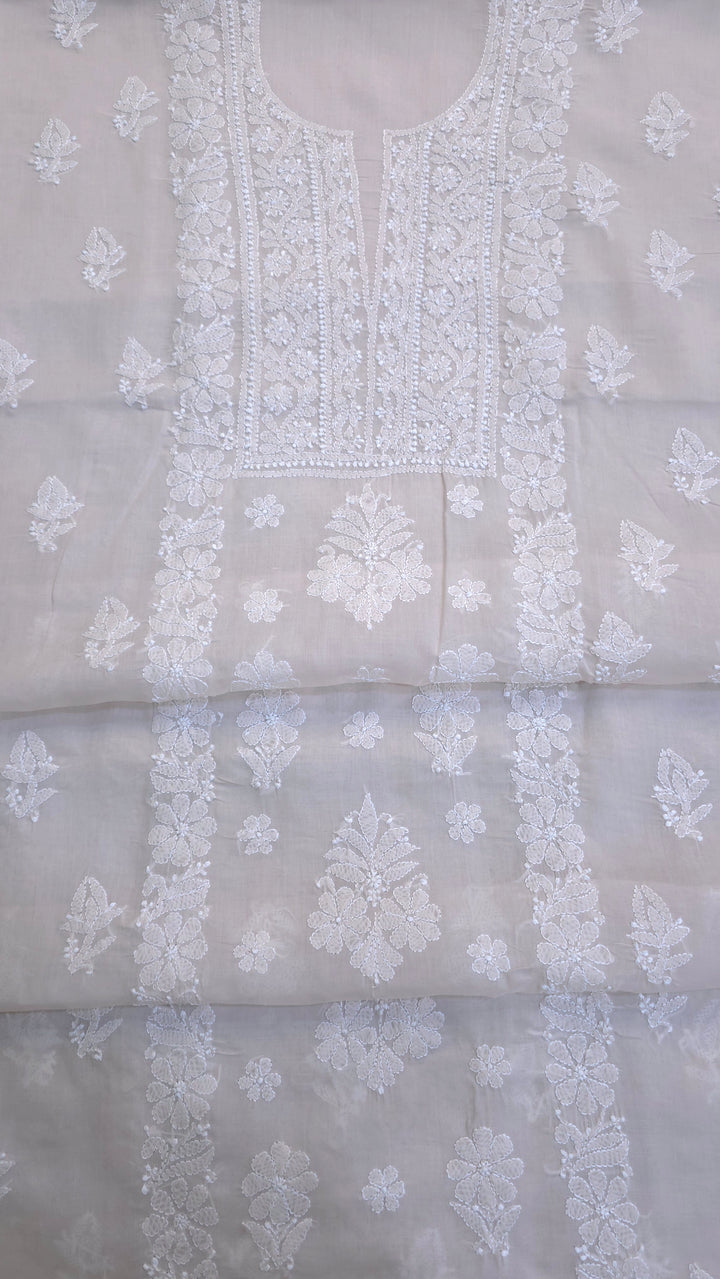 Paridhan Chikan Premium Handcrafted Chikankari Cotton Suit Set | Unstitched Dress Material with Chiffon Dupatta | Made in Lucknow