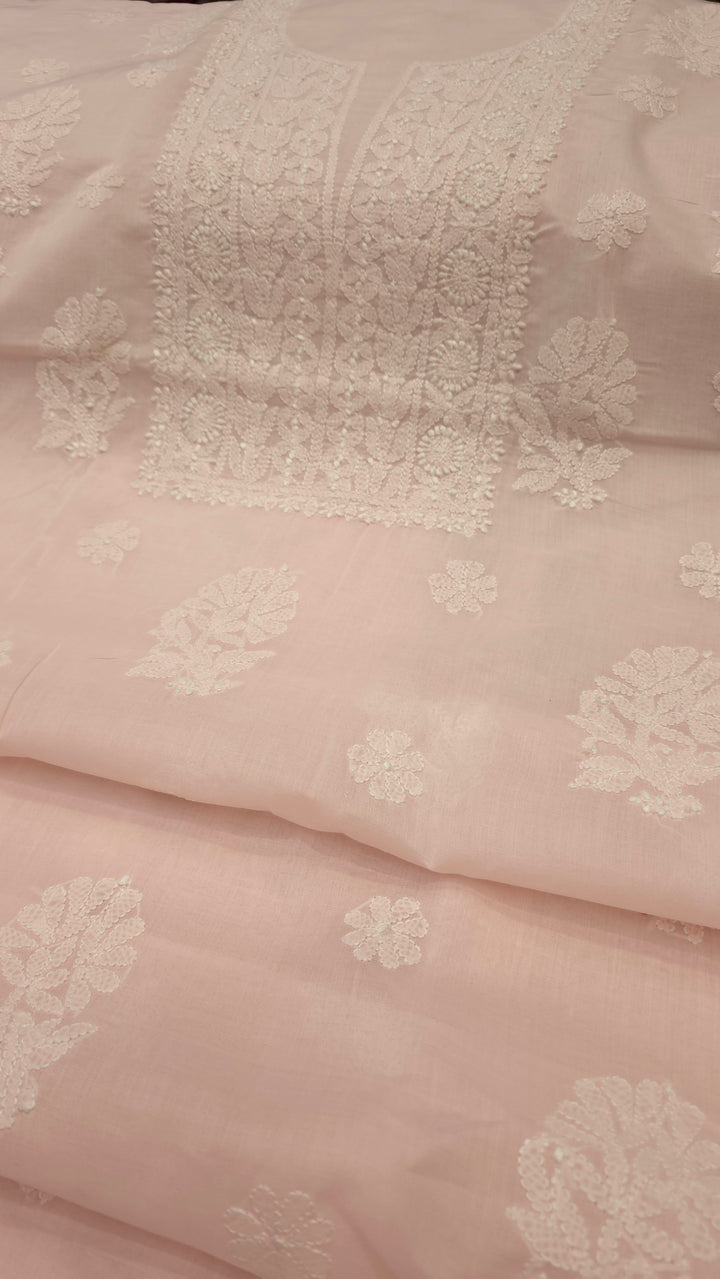 Paridhan Chikan Premium Handcrafted Chikankari Cotton Suit Set | Unstitched Dress Material with Chiffon Dupatta | Made in Lucknow