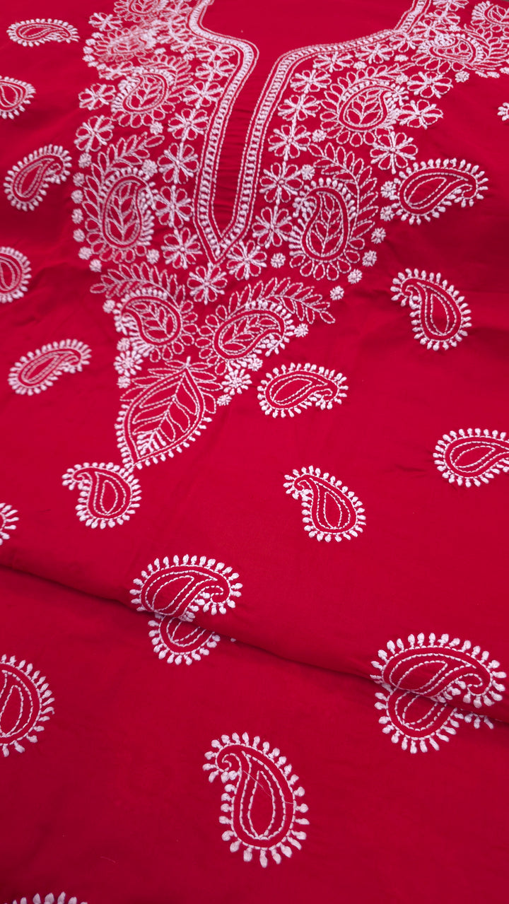 Paridhan Chikan Premium Handcrafted Chikankari Cotton Suit Set | Unstitched Dress Material with Chiffon Dupatta | Made in Lucknow