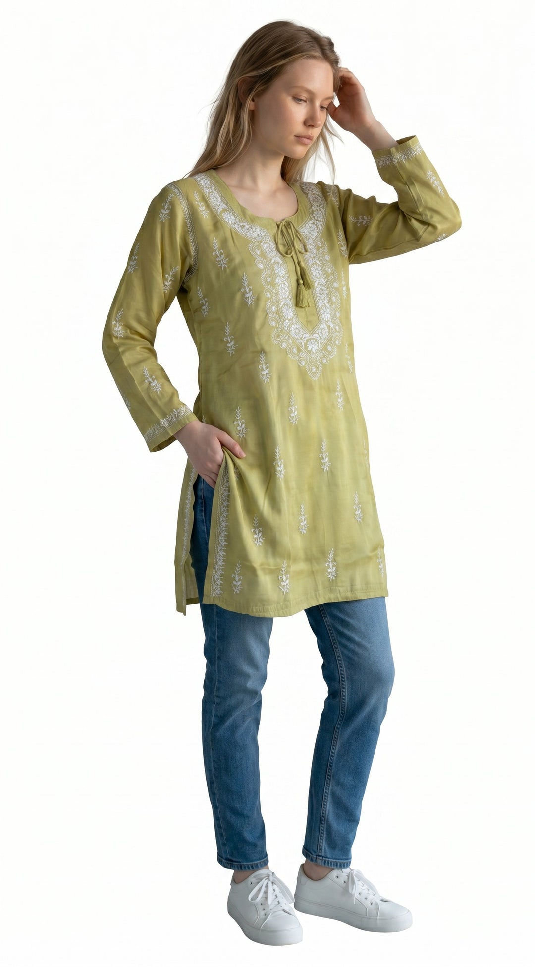 Women's Modal Satin Chikankari Top – Authentic 2 Taar Hand Embroidery
