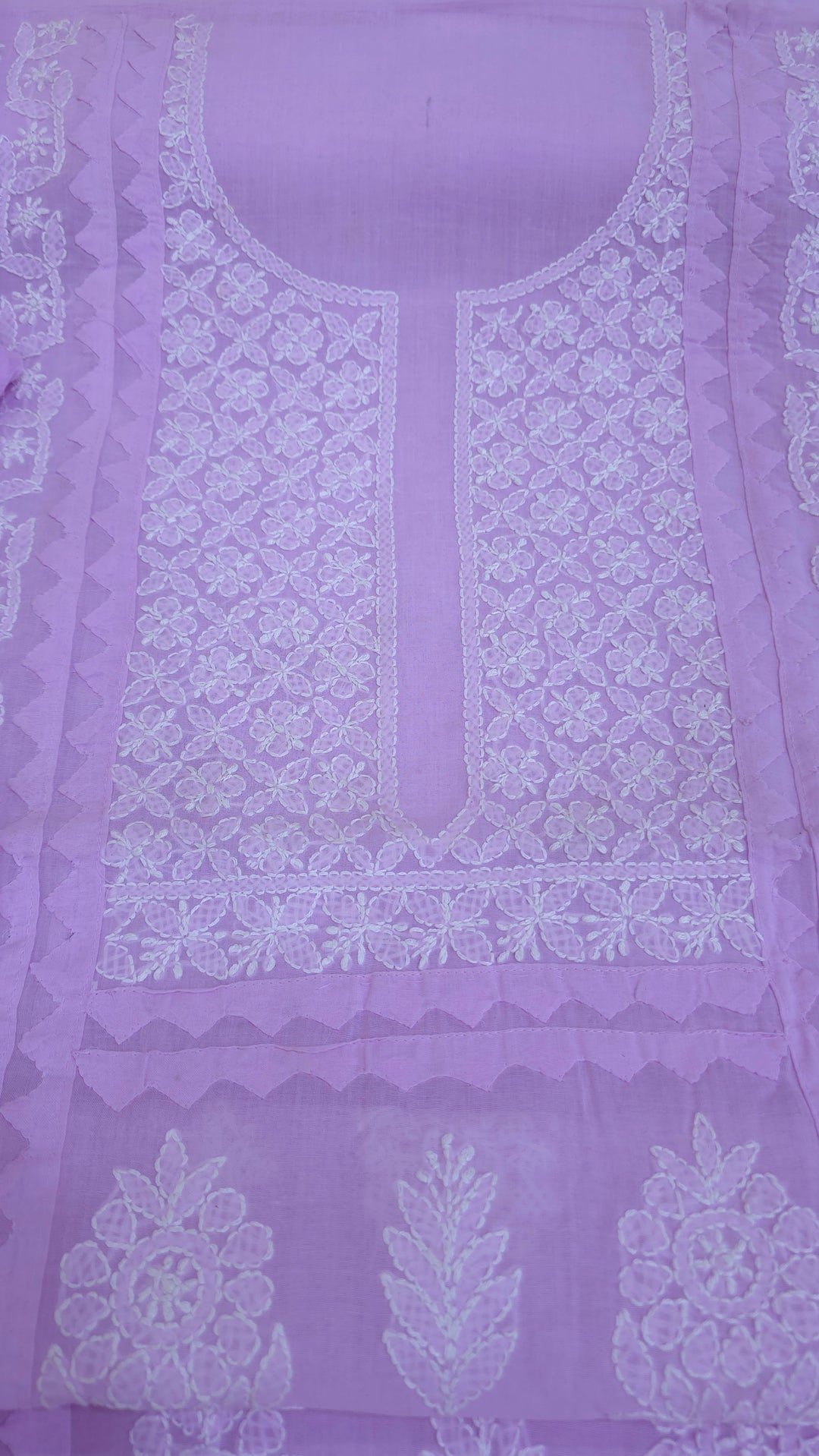 Darz Lucknowi Chikankari  Dress Material – Handmade Cotton Suit with Chiffon Dupatta