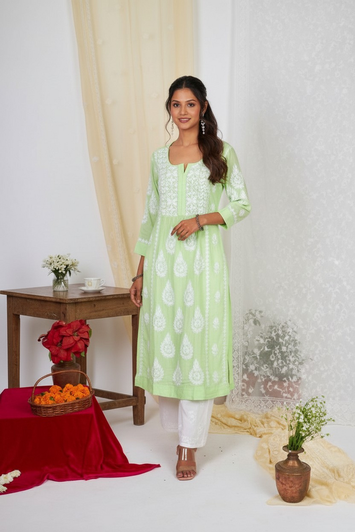 Modal Chikankari Nyra Kurti