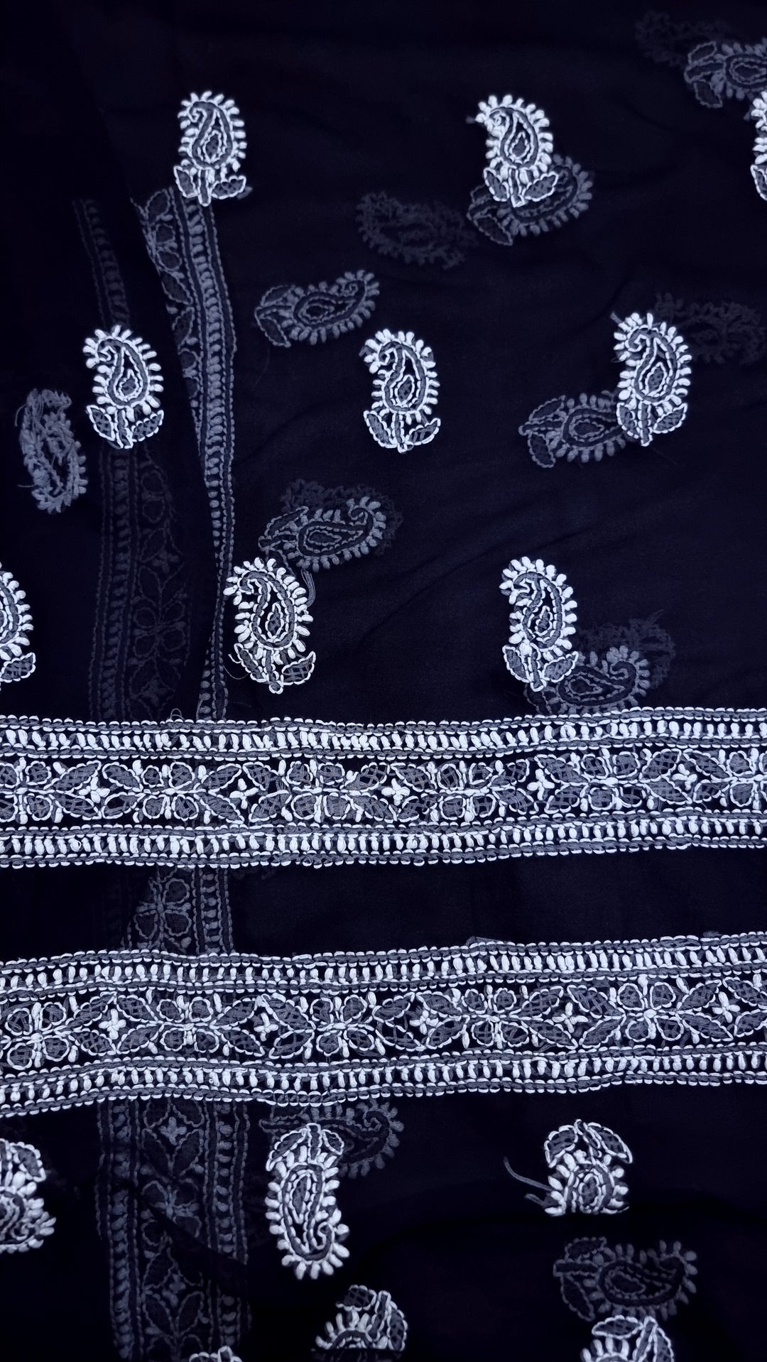 Faux Georgette Chikankari Unstitched Dress Material – Hand Embroidered Kurta, Dupatta & Bottom Premium Set