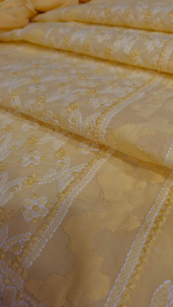 Darz Lucknowi Chikankari  Dress Material – Handmade Cotton Suit with Chiffon Dupatta