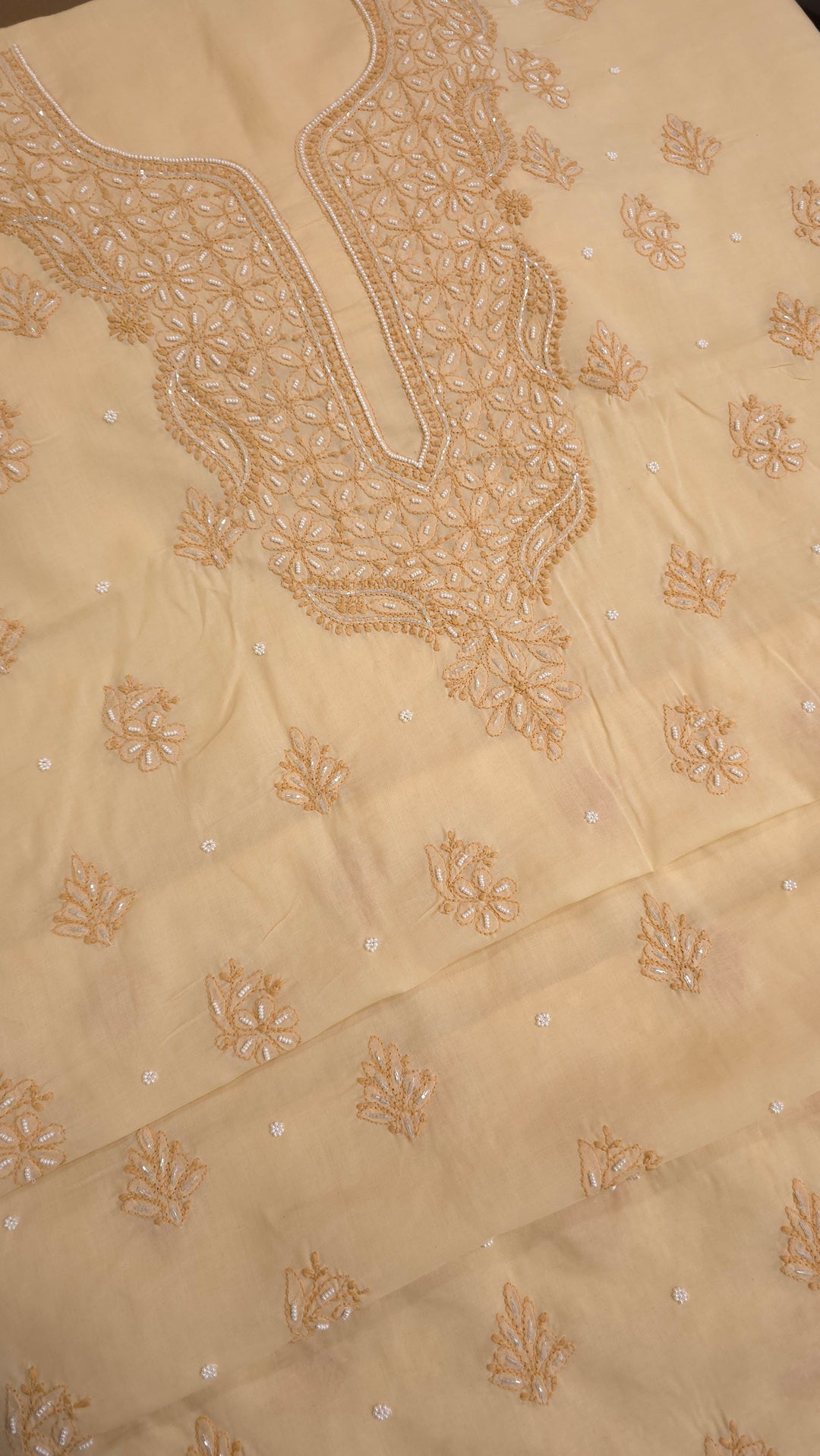 Pearl Chikankari Cotton Dress Material | Paridhan Chikan
