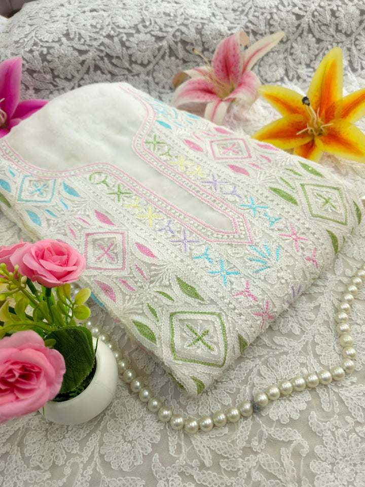 Georgette Chikankari Dress Material Resham Aari pearl Work