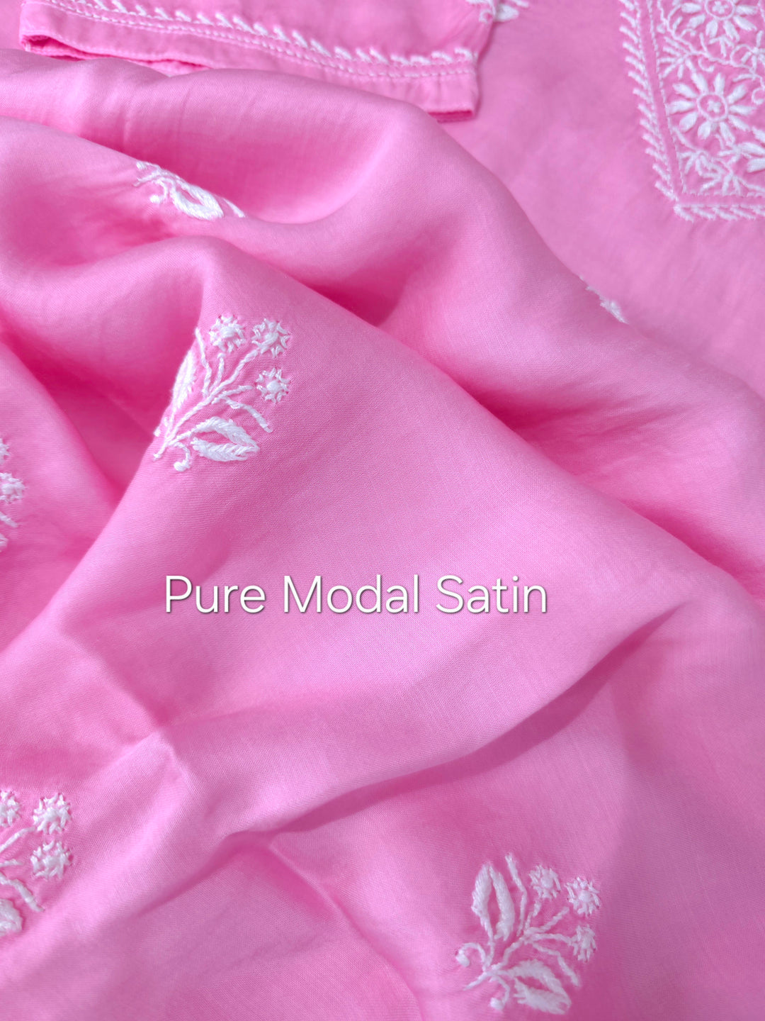 Women's Modal Satin Chikankari Top – Authentic 2 Taar Hand Embroidery