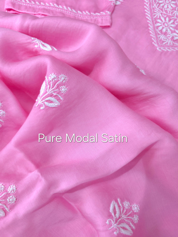 Women's Modal Satin Chikankari Top – Authentic 2 Taar Hand Embroidery