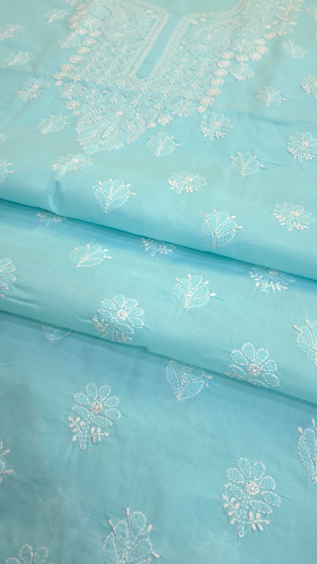 Paridhan Chikan Premium Handcrafted Chikankari Cotton Suit Set | Unstitched Dress Material with Chiffon Dupatta | Made in Lucknow