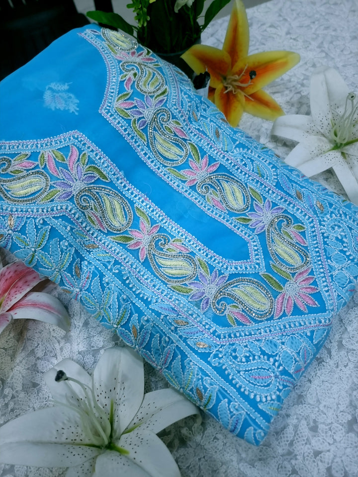 Georgette Chikankari Dress Material Resham Aari Work