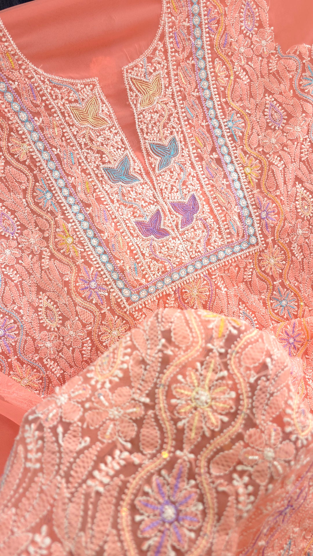 Georgette Chikankari Dress Material Resham Aari pearl Work