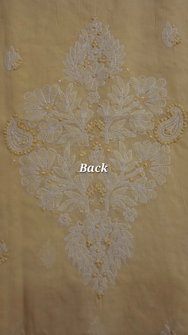 Darz Lucknowi Chikankari  Dress Material – Handmade Cotton Suit with Chiffon Dupatta