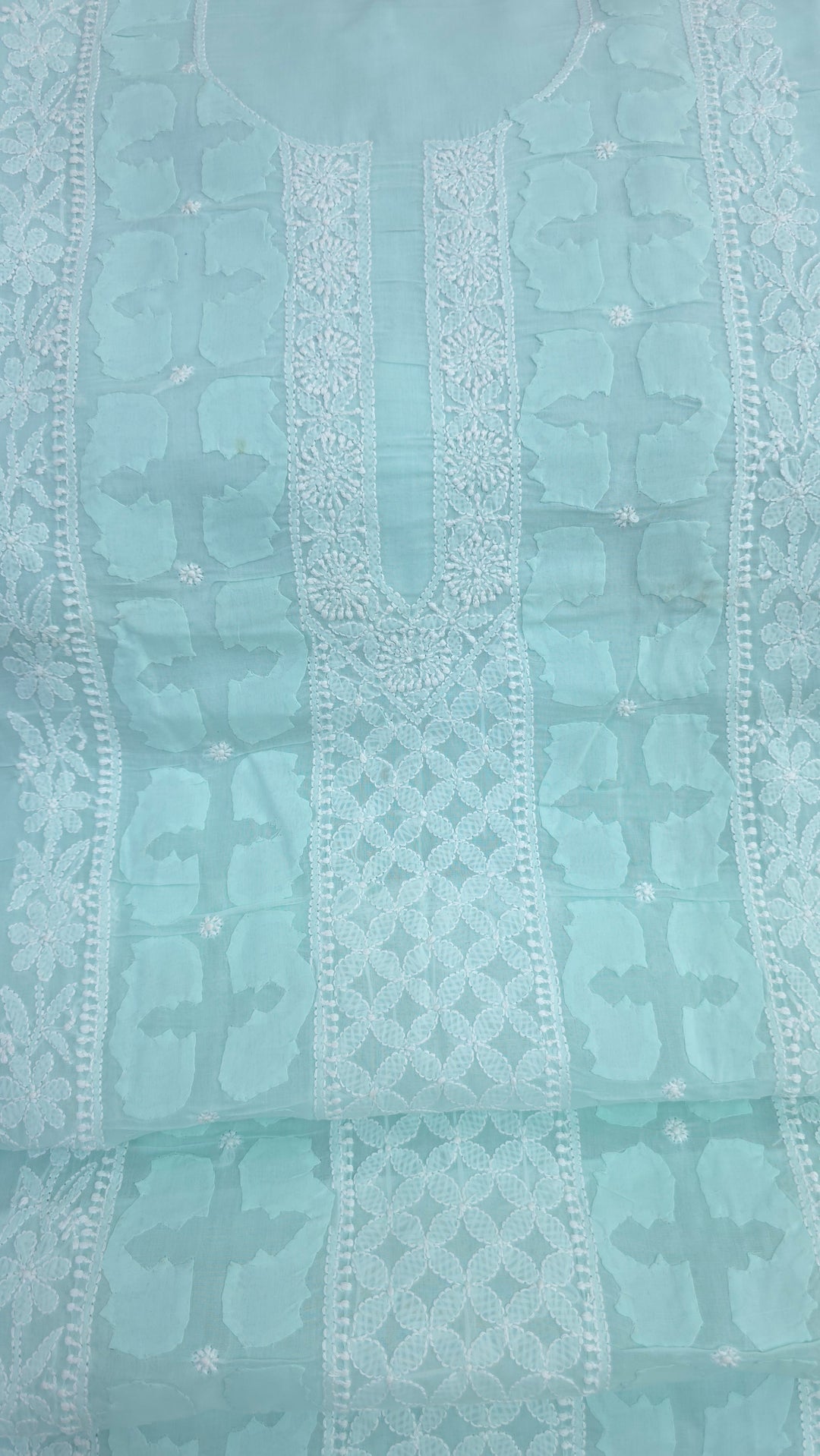 Darz Lucknowi Chikankari  Dress Material – Handmade Cotton Suit with Chiffon Dupatta