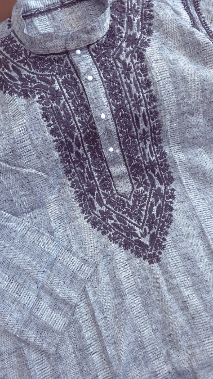 Rayan Cotton linen hand embroidered Men's chikankari kurta