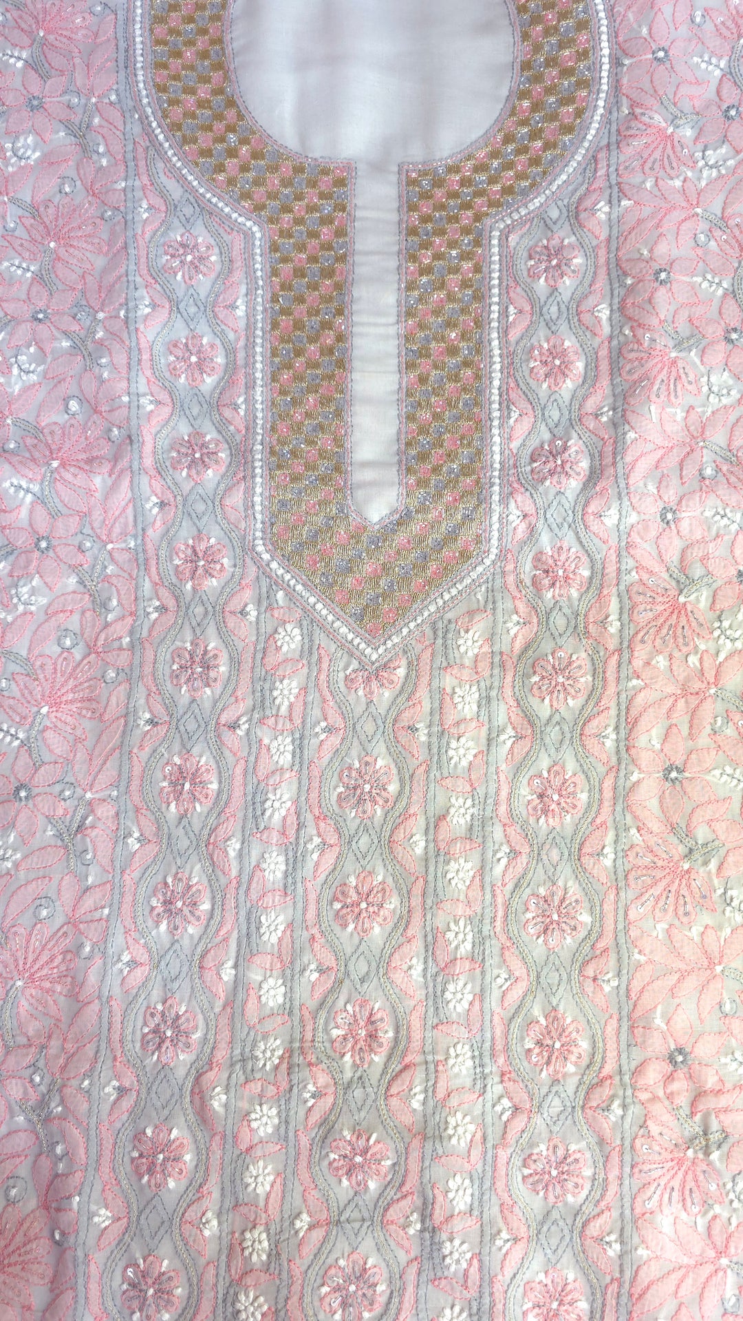 Afreen Premium Hand Embroidered Chikankari Cotton Unstitched Dress Material with Pure Chiffon Dupatta