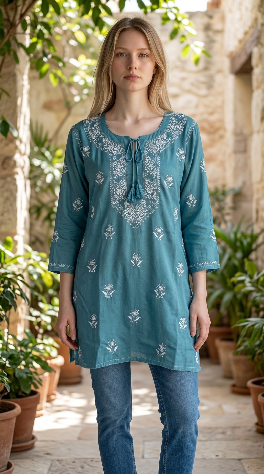 Women's Modal Satin Chikankari Top – Authentic 2 Taar Hand Embroidery