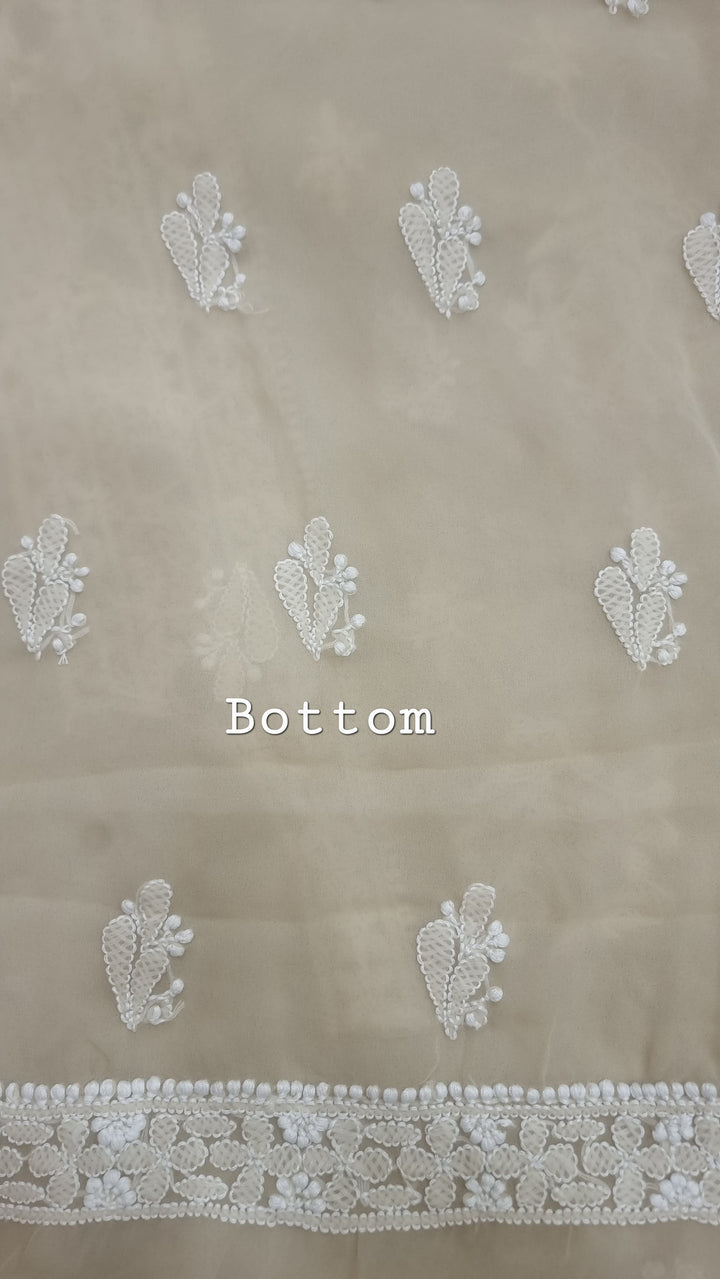 Lucknowi Georgette Chikankari Dress Material – Hand Embroidery Kurta, Bottom & Dupatta | Festive Queen Shades