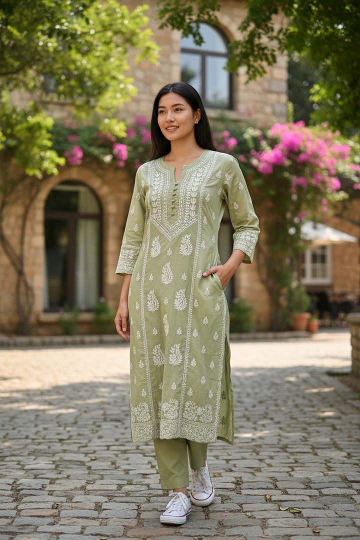 Pure Muslin Chikankari Kurti