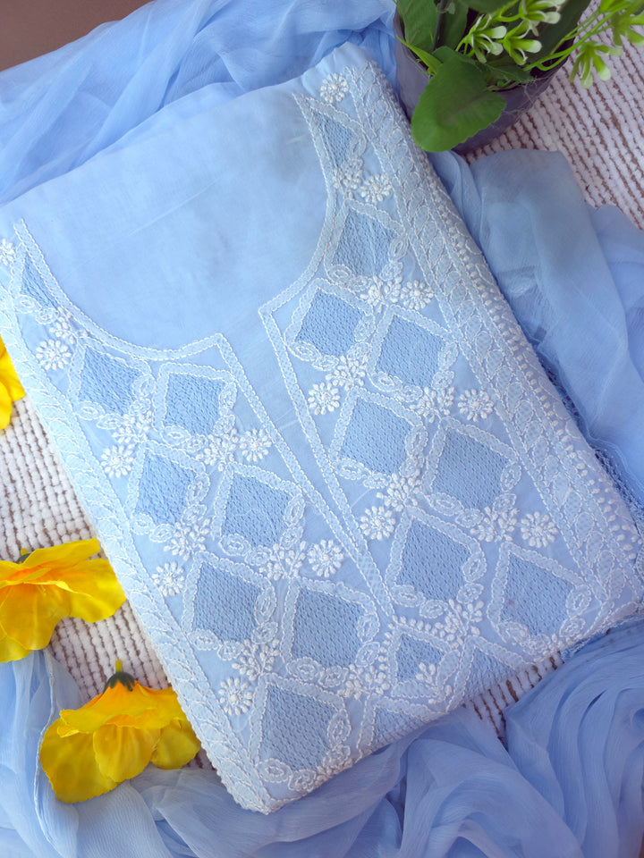Sarahna Lucknow Hand Jaali Chikankari Cotton Dress Material