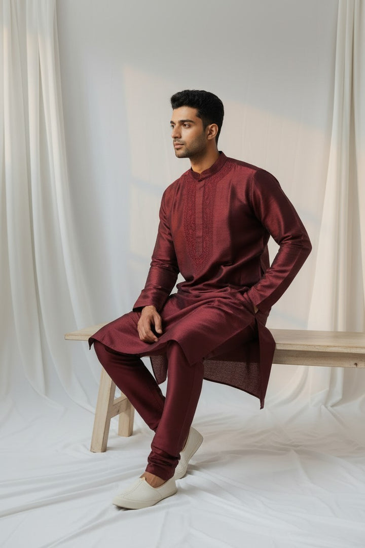 Banarsi jacquard silk kurta