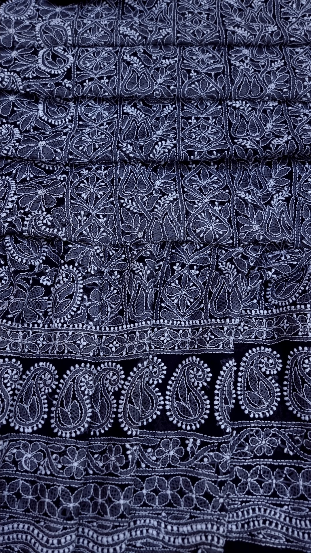 Faux Georgette Chikankari Unstitched Dress Material – Hand Embroidered Kurta, Dupatta & Bottom Premium Set