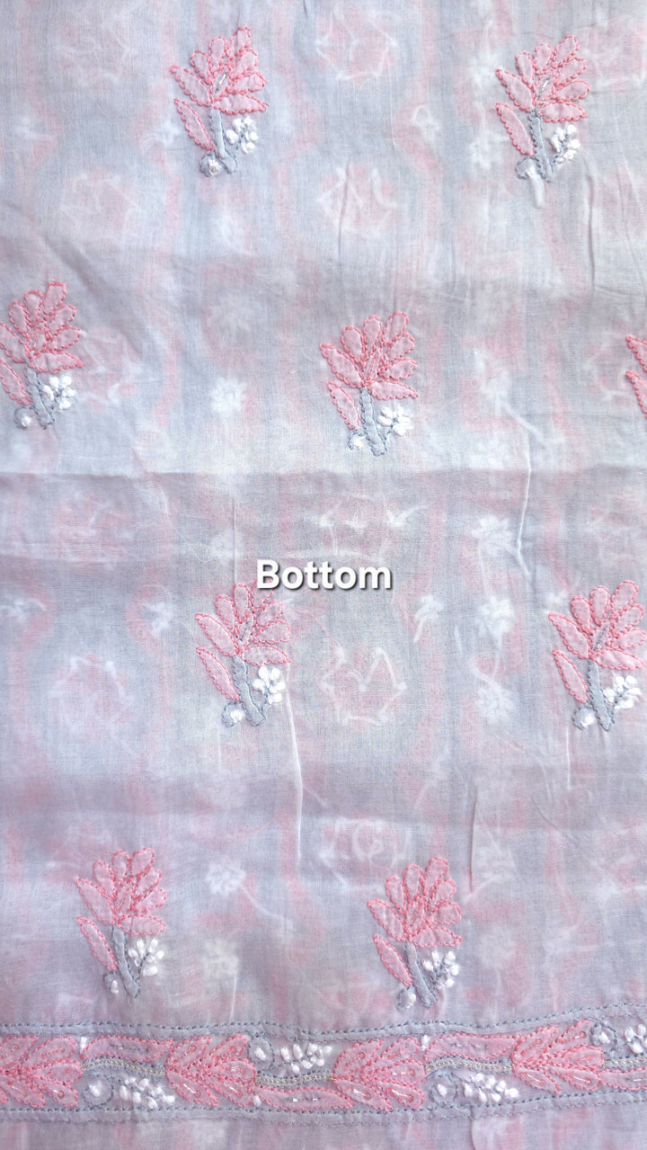 Afreen Premium Hand Embroidered Chikankari Cotton Unstitched Dress Material with Pure Chiffon Dupatta