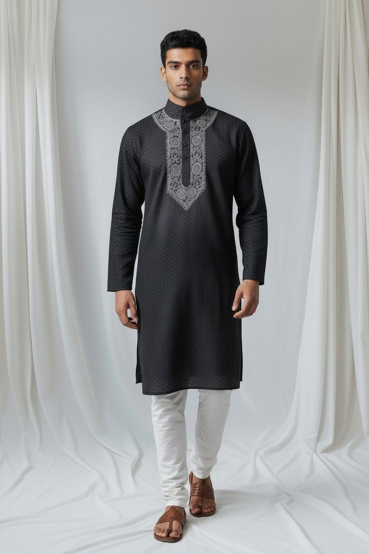 Maaz Cotton  hand embroidered Men's chikankari kurta