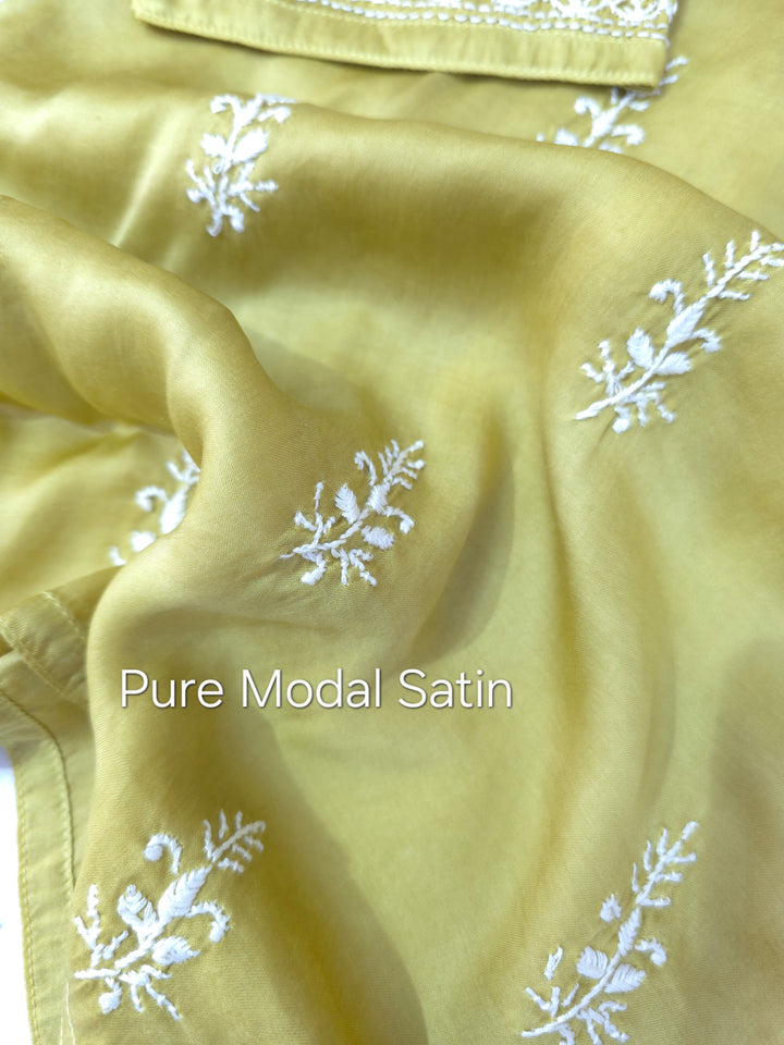 Women's Modal Satin Chikankari Top – Authentic 2 Taar Hand Embroidery