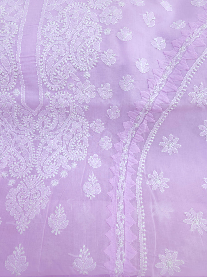 Darz Lucknowi Chikankari  Dress Material – Handmade Cotton Suit with Chiffon Dupatta