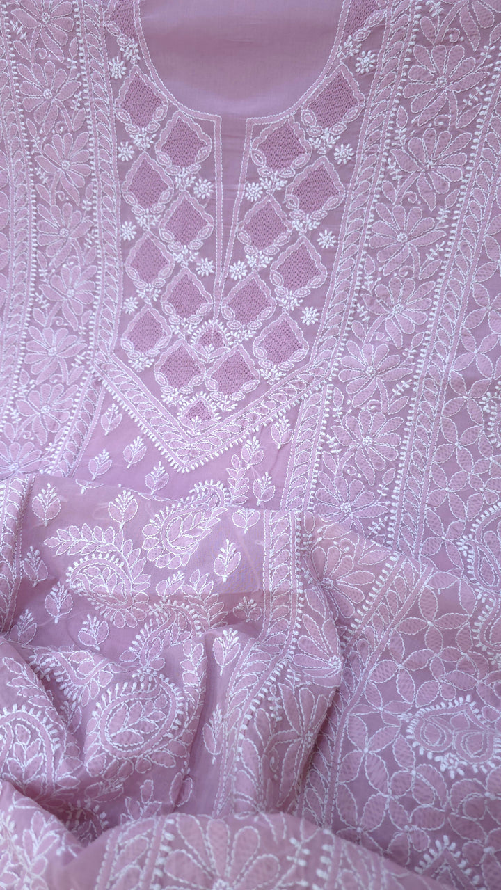 Sarahna Lucknow Hand Jaali Chikankari Cotton Dress Material