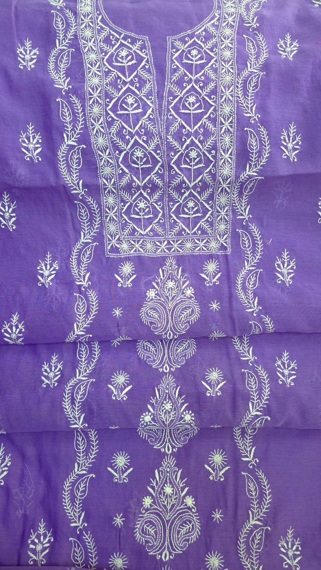 Lucknowi 2 Taar Chikankari Chanderi Kurta Dupatta Set – Handmade Festive Wear