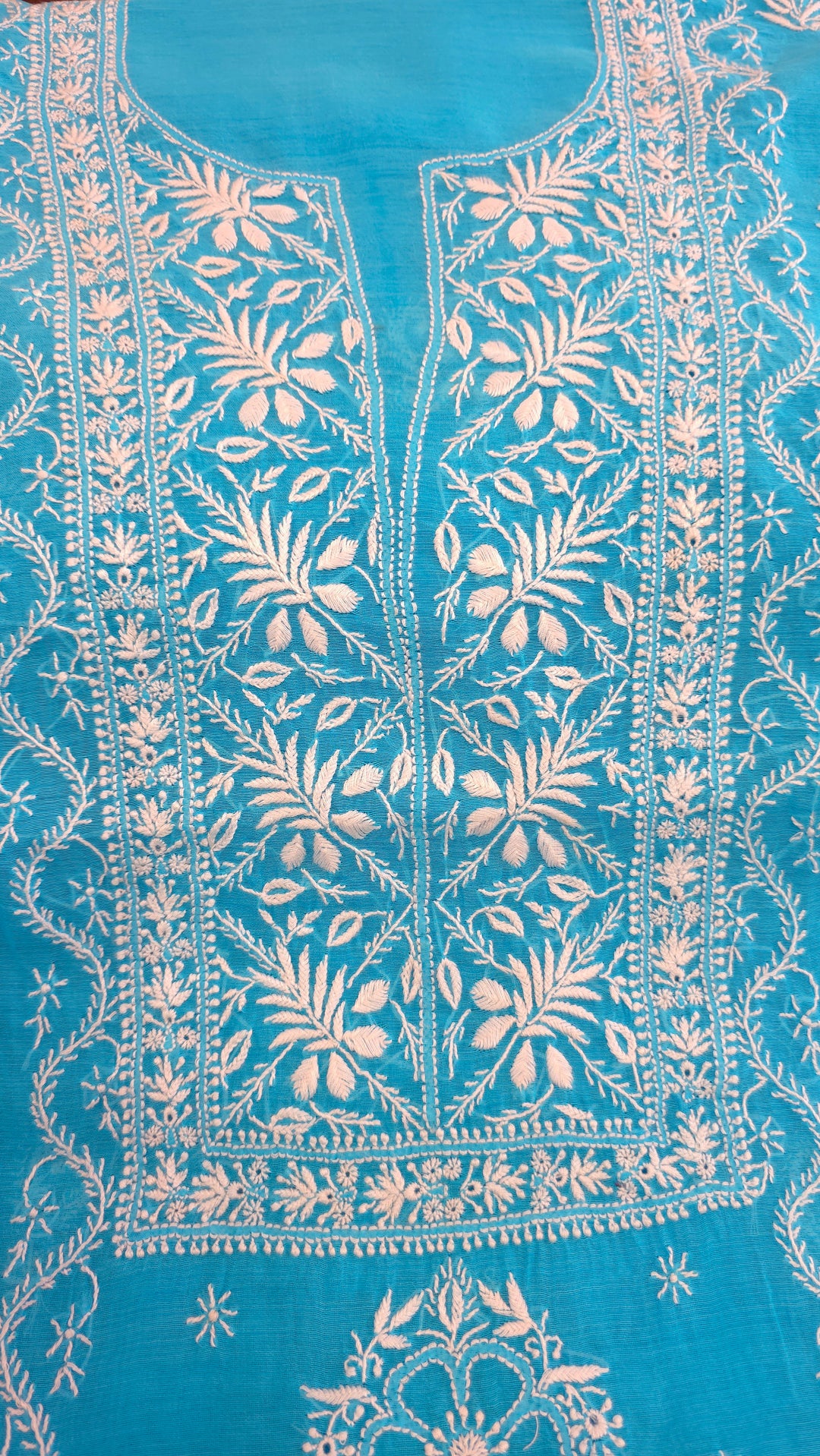 Lucknowi 2 Taar Chikankari Chanderi Kurta Dupatta Set – Handmade Festive Wear