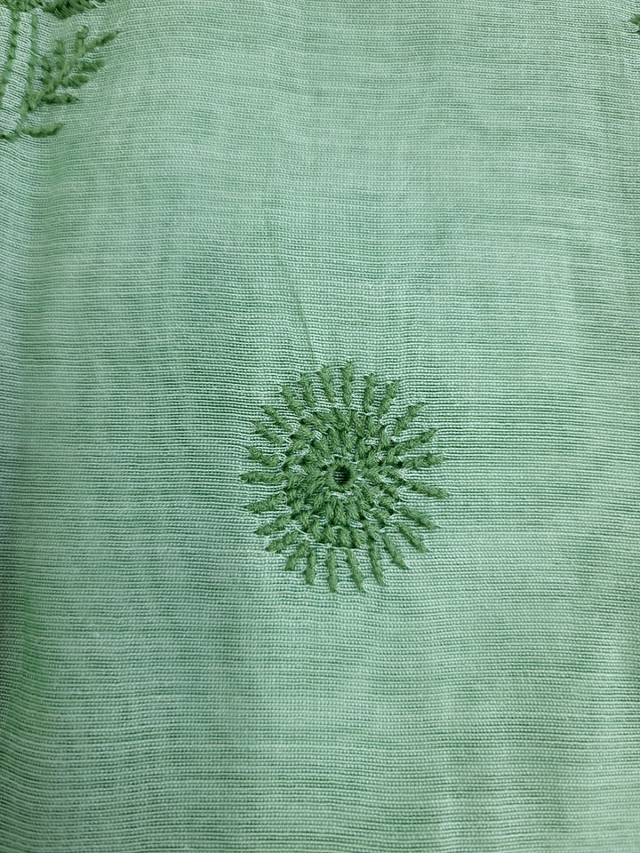Soft Green Color Chanderi Hand Embroidered 2-Taar Chikankari Kurta & Dupatta Set | Paridhan Chikan