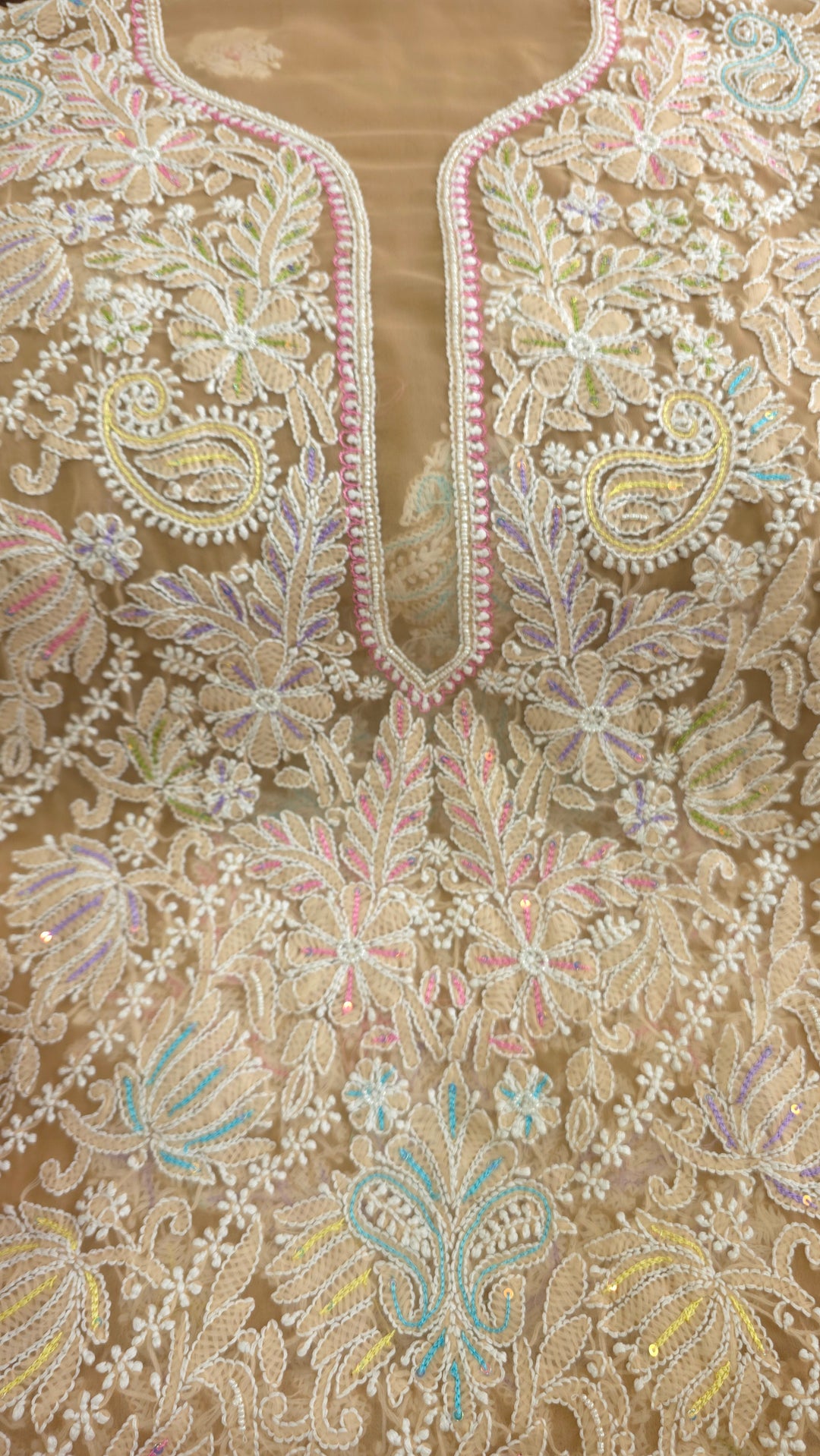 Georgette Chikankari Dress Material Resham Aari pearl Work