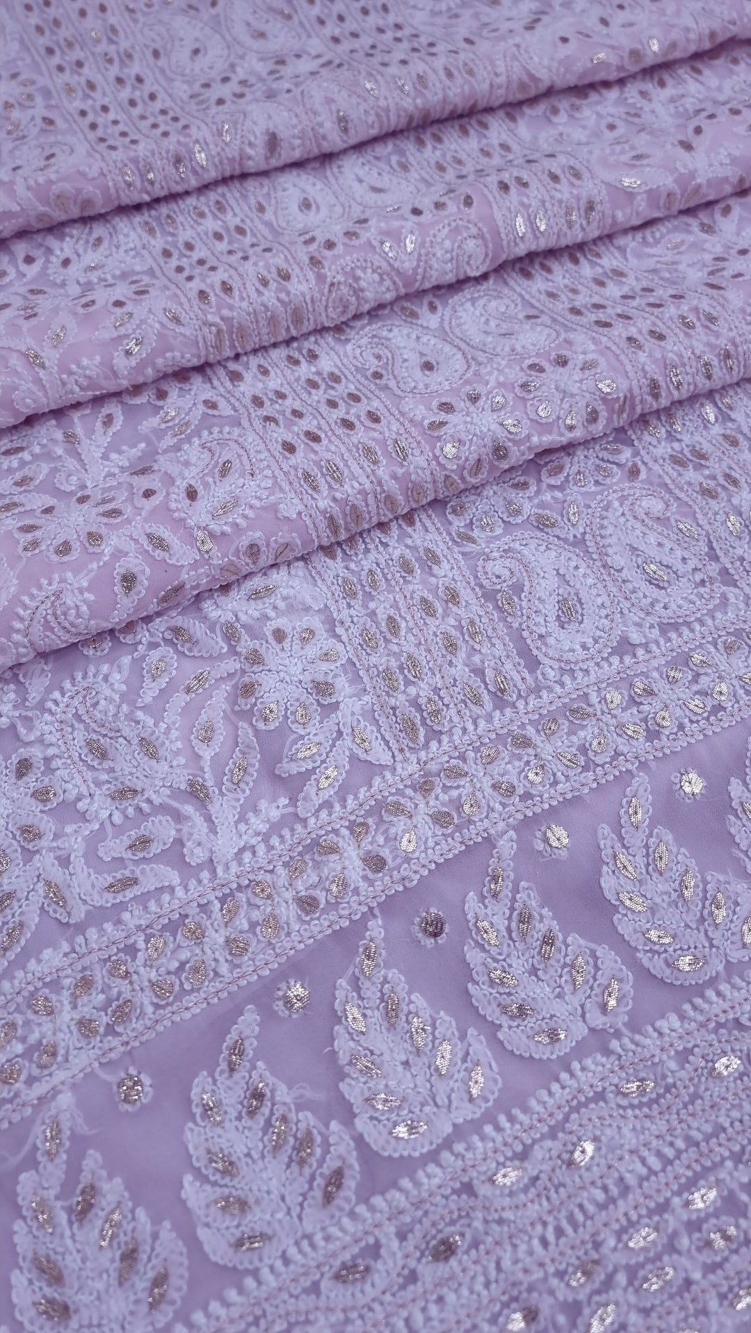 Baby Pink Georgette Chikankari gotta Patti Dress Material