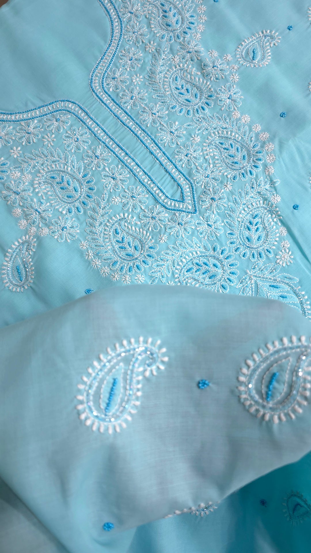 Pearl Chikankari Cotton Dress Material | Paridhan Chikan