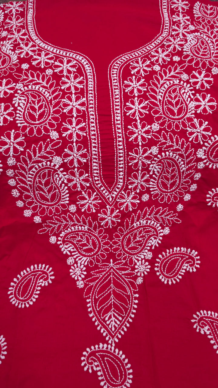 Paridhan Chikan Premium Handcrafted Chikankari Cotton Suit Set | Unstitched Dress Material with Chiffon Dupatta | Made in Lucknow