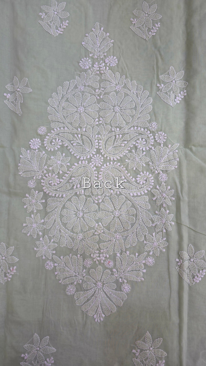 Handmade Jaali Chikankari Cotton Dress Material with Chiffon Dupatta | Authentic Lucknow Hand Embroidery | Unstitched Suit Set