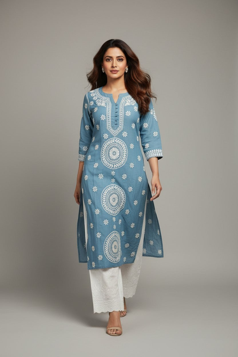 Meera Muslin Chikankari Kurta Set